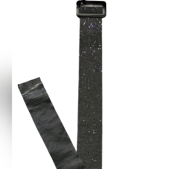 Full Rhinestone Crystal Mesh Pave Wide Belt Gold Black Silver Adjustable Womens main image 13